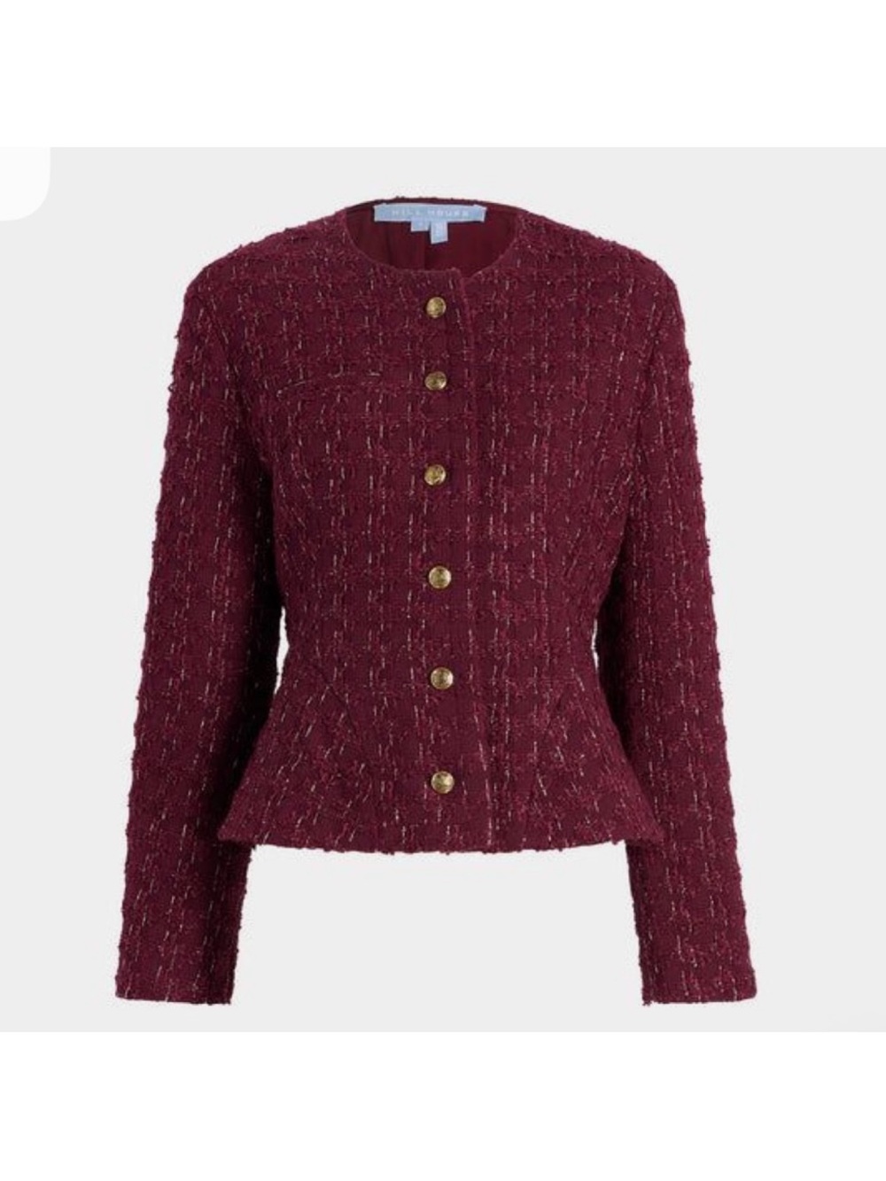 NWT Hill House The Valentina Jacket Tweed Blazer Burgundy  Size XL
